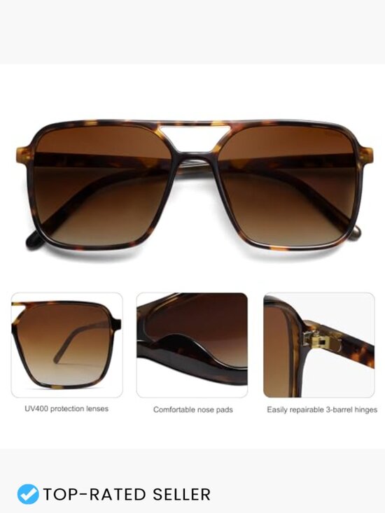 Vintage Aviator Square Sunglasses Retro 70s UV400 Sun Glasses Women Men main image 6